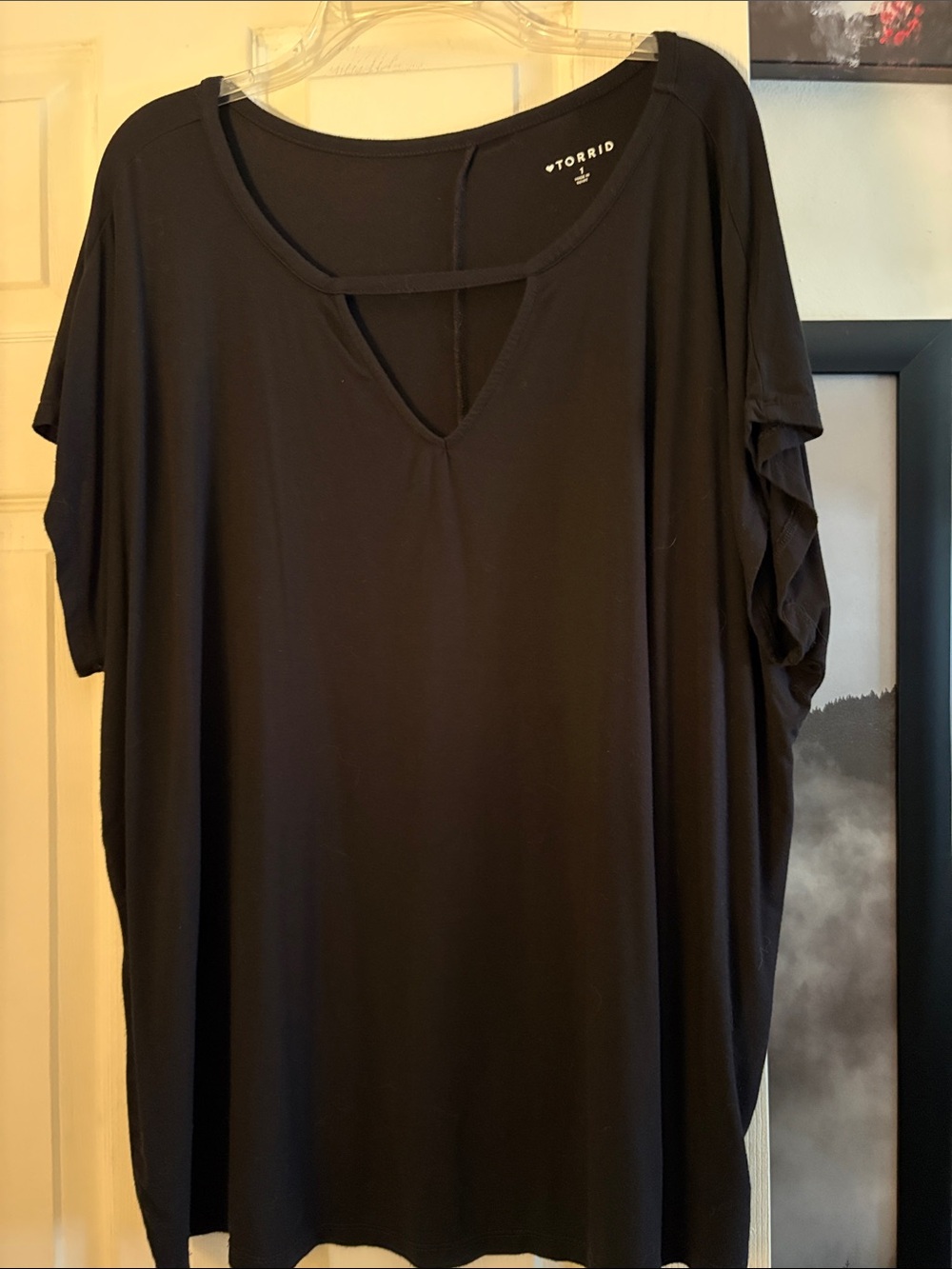 torrid Black V-Neck Short Sleeve Draped Top